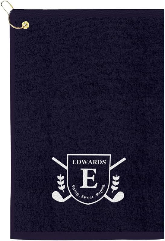 Personalized Passion Golf Towels with Corner Grommet - 16"x26" Customized Velour Cotton Golf Bag Towels with Name - Super Soft and Highly Absorbent - Quickly Remove Dirt and Sweat - Navy