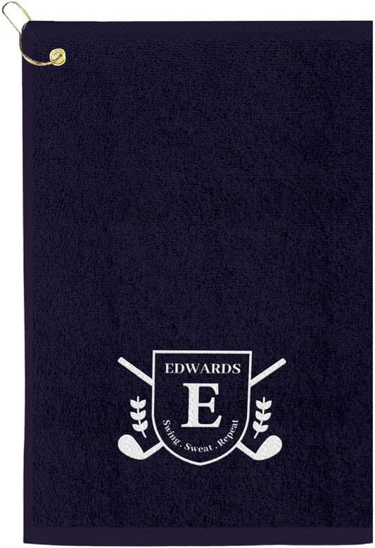 Personalized Passion Golf Towels with Corner Grommet - 16"x26" Customized Velour Cotton Golf Bag Towels with Name - Super Soft and Highly Absorbent - Quickly Remove Dirt and Sweat - Navy