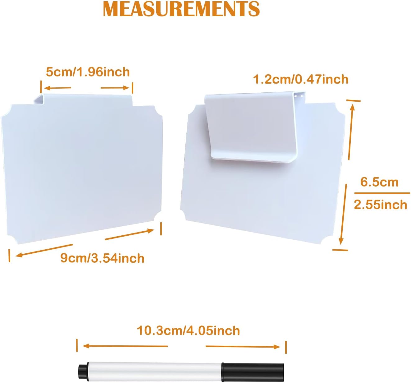 Erasable Label Clips - 12 White PVC Bin Tags with 2 Chalk Markers | Reusable Basket Clips for Pantry, Warehouse & Home Organization, Eco-Friendly Chalkboard Labels