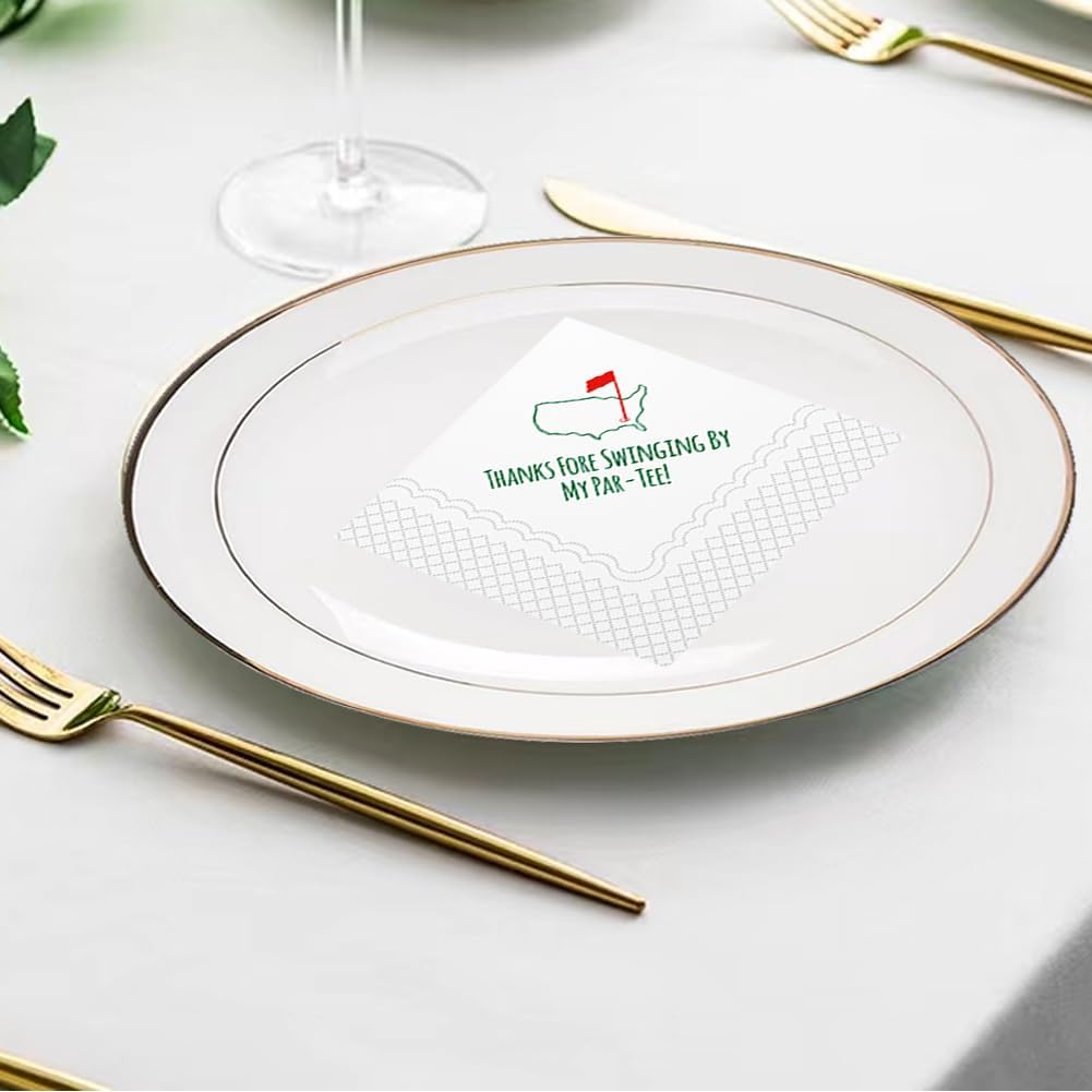 SharkBliss Golf Cocktail Napkins, Thanks Fore Swinging By My Par-Tee Disposable Paper Cocktail Beverage Napkin for Golf Theme Party Table Decor 2-Ply, 5x5" (50, Thanks Fore Swinging By My Par-Tee)