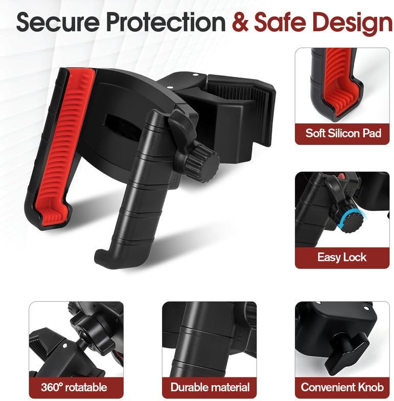 Upgraded Golf Cart Phone Mount Holder Compatible with EZGO/Club Car/Yamaha, [Big Phones & Thick Cases Friendly] Universal Phone Holder Compatible with iPhone/Galaxy/Google Pixel, All Smartphones