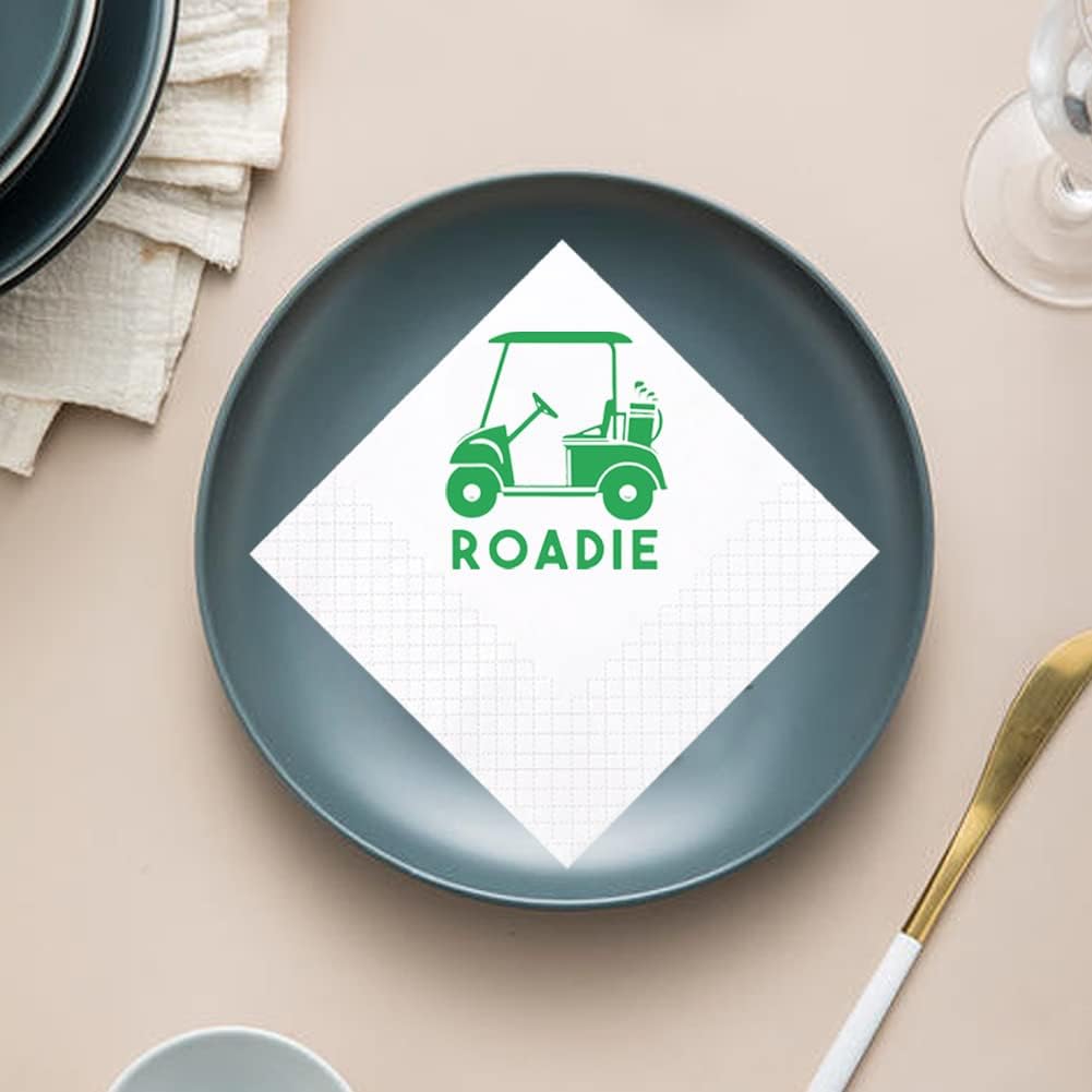 Golf Cocktail Napkins, 100 Pack Par-Fect Together Golf Themed Paper Cocktail Beverage Napkins for Wedding Rehearsal Dinner Bridal Shower Engagement 2-Ply, 5x5 Inches (Golf Cart Roadie Napkins)