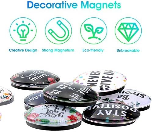 Weewooday 10 Pcs Inspirational Magnets for Refrigerator Fridge Decor Accessories Motivational Fun Quote Glass Floral Magnet for Kitchen Office Cabinet Whiteboard (Charming Pattern)