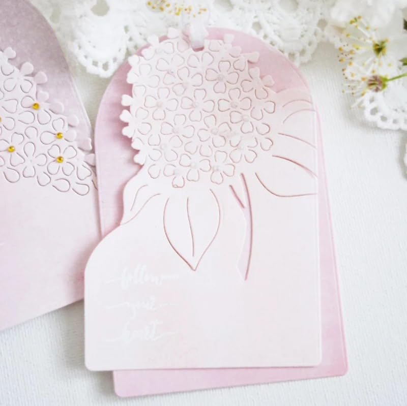 Lapoo Cutting Die for Scrapbooking, 3D Backgrounds Frame New Cutting Dies DIY Album Card Making Decor Paper Craft Metal Die Cuts Party Decorations (Hydrangea 3.4 x 3.1 in)