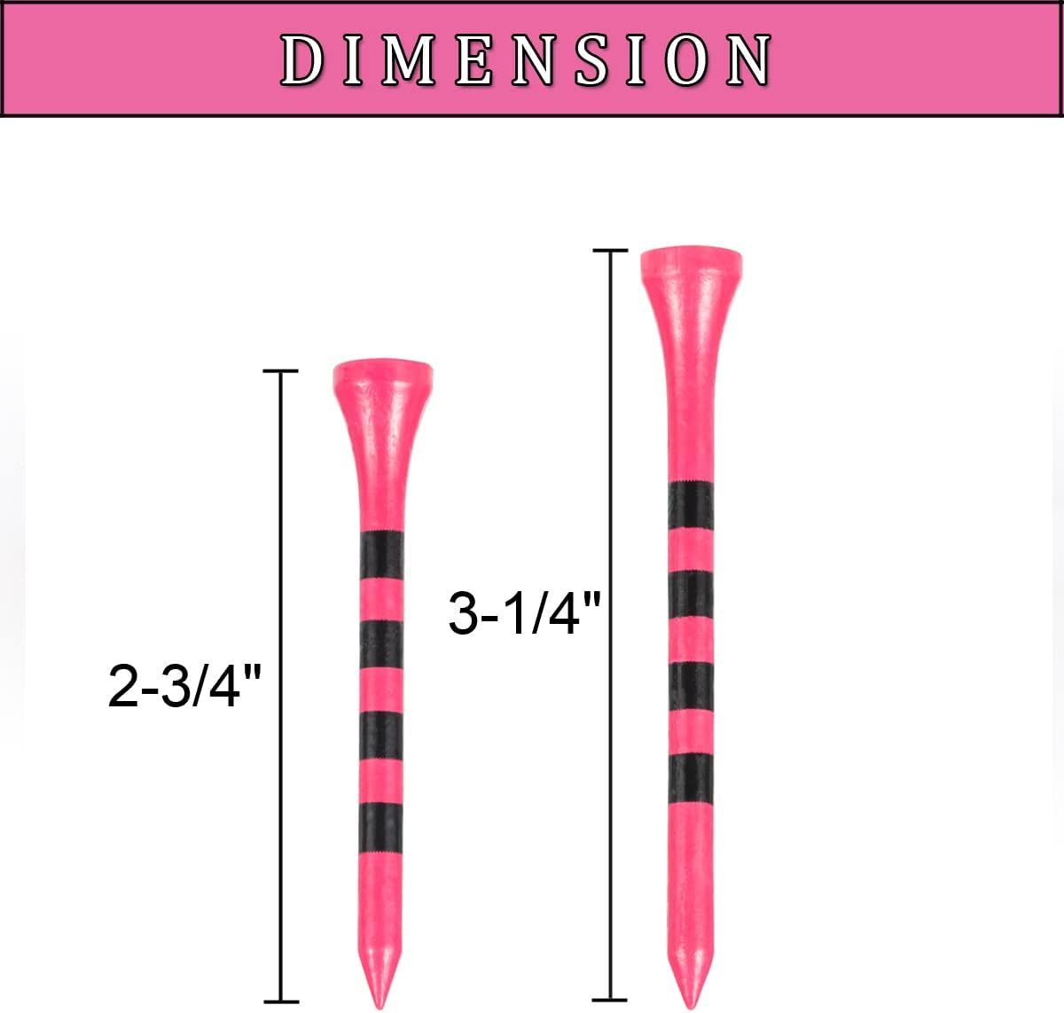 MAZEL Natural Wood/Bamboo Golf Tees 2 3/4 Inch & 3 1/4 Inch,Pack 50 or 120,Reduce Friction & Side Spin,More Stable Golf Tees