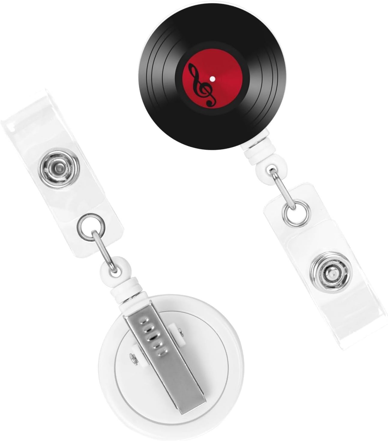 45 RPM Vinyl Records Badge Reels Retractable Badge Holder with Clip for Id Name Tag Office Worker Student Teacher Nurse Doctor