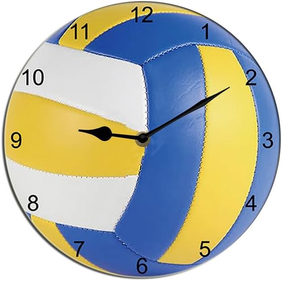Volleyball Wall Clock Sport Ball Wall Clock Wall Clock Non Ticking Silent Kitchen Clock Battery Operated Clocks for Living Room Bedroom Decor Round 10inch