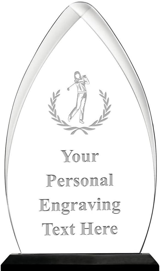 Golf Acrylic Award, 6.75" H Personalized Female Golf Award with Custom Engraving