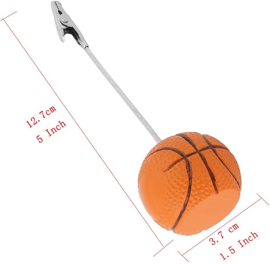 Xiaoyztan Basketball Clip for Table, Place Card Stand Holder, 5 Inch Height Memo Clip, Number Card Holder, Name Card Table Stand Decorations for Home Office Desk Sports Party Wedding Ceremony, 5 Pcs
