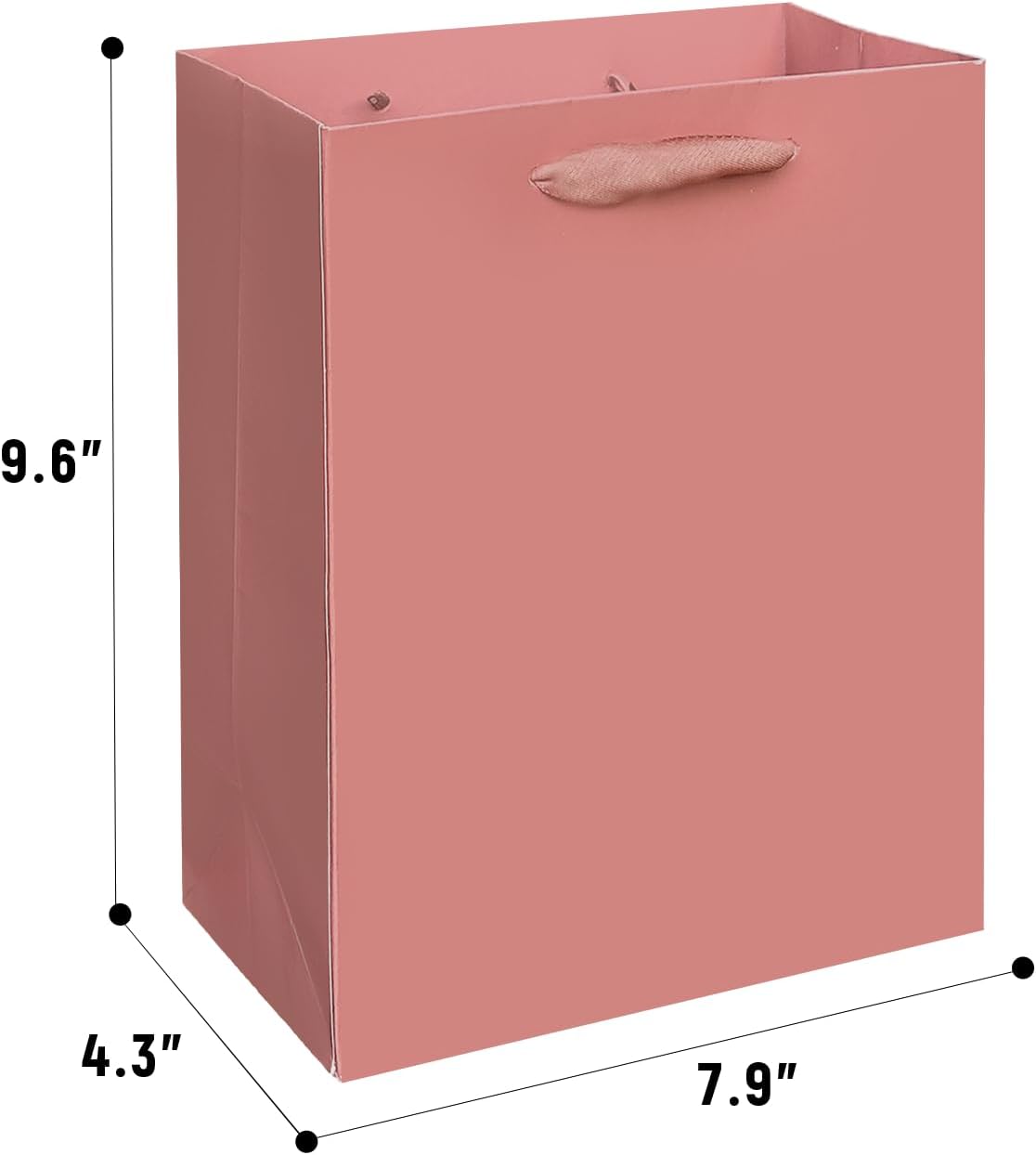 Gcardist Cinnamon Pink Gift Bags With Tissue Paper for Wedding, Birthday, Party Supplies - Medium Size 7.9"x4.3"x9.6" Cardboard (5 Bags + 10 Tissue Papers)