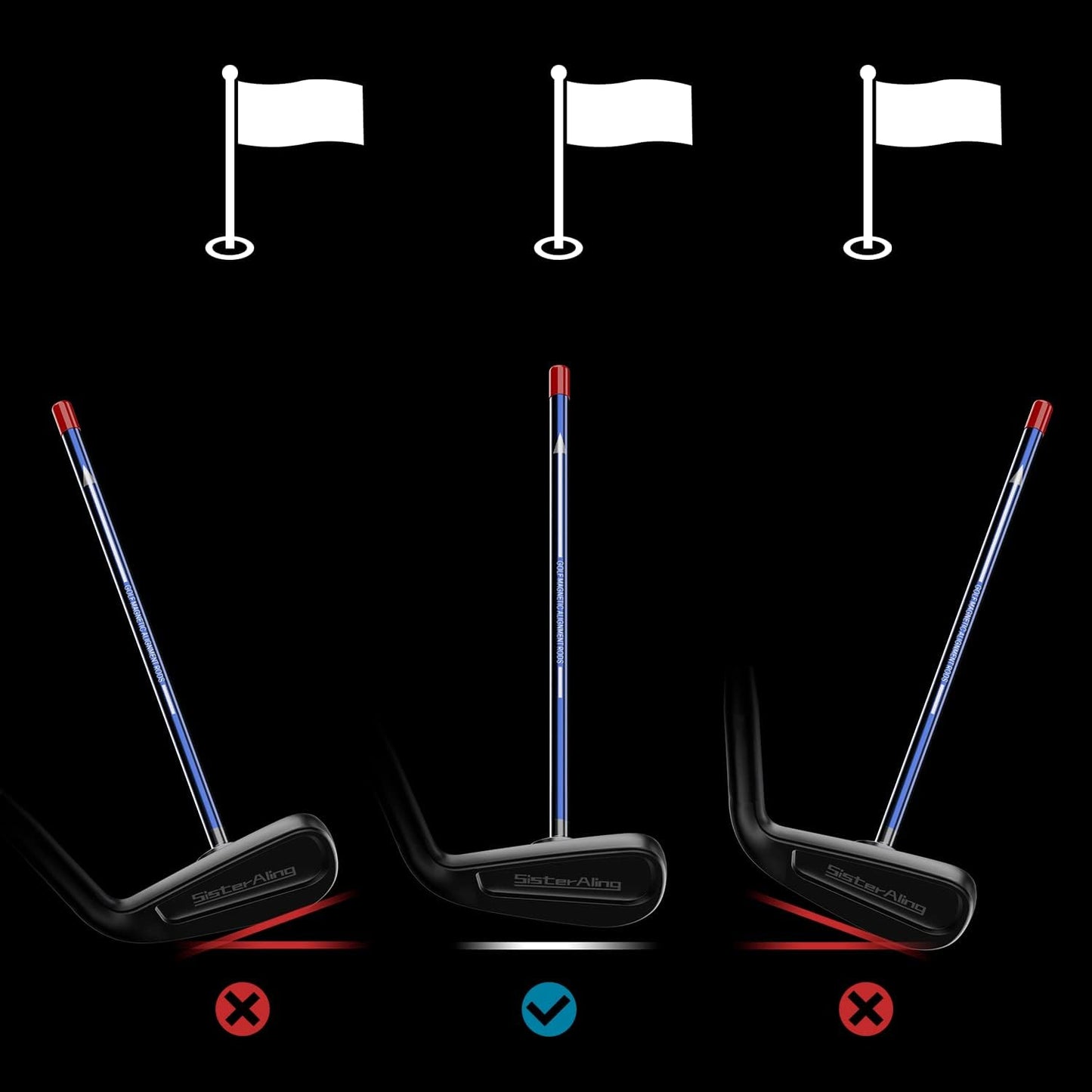 Golf Magnetic Alignment Rods,Golf Club Alignment Sticks,Magnetic Swing Training Aid Accessories Visualize Calibrate Golf Shots,hit The Target with The Right Golf Swing,Golf Gift