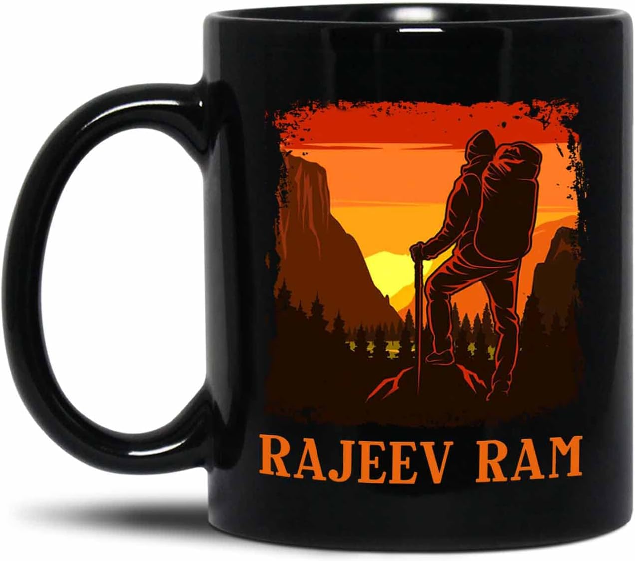 Personalized Name Hiking Coffee Mugs Cups Gifts For Men Women Hiking Lover, Customized Hiking Camp Lover Coffee Cup, Hiking Lover Mountaineer Black Ceramic Mug 11 Oz 15 Oz, Hikers Camper Travel Mug
