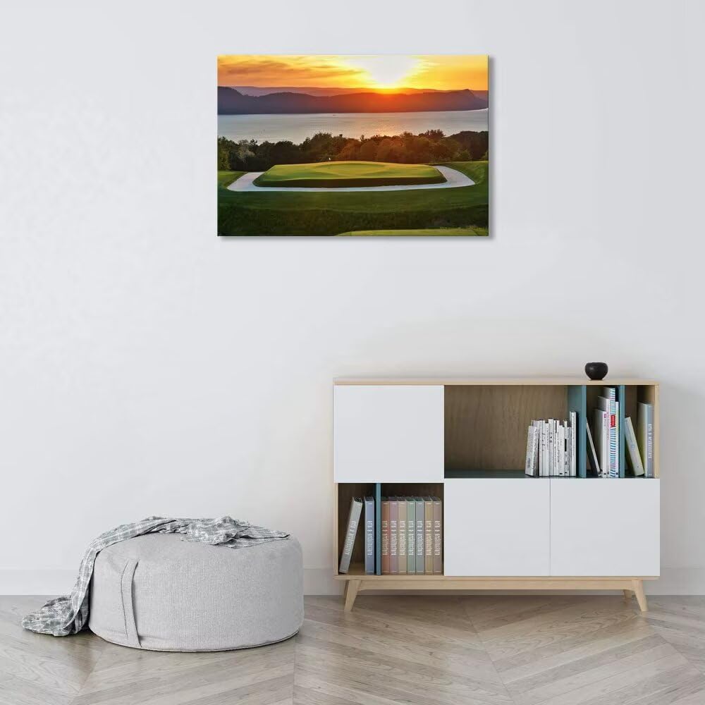 chenchenArt Sleepy Hollow 16 Hole Golf Course Wall Art for Living Room Bedroom Bathroom Home Decorations Sleepy Hollow Golf Course Picture Poster Canvas Prints Framed Ready to Hang(24''H x 36''W)