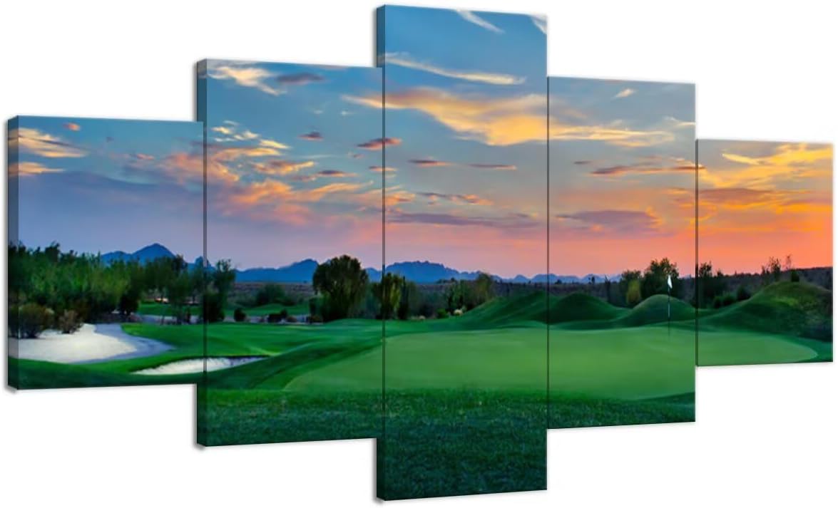 Arizona Scottsdale Golf Course Wall Art for Living Room Bedroom Bathroom - Sunset Arizona Scottsdale Landscape Pictures Posters Framed Artwork Canvas Prints Ready to Hang(50''W x 24''H)
