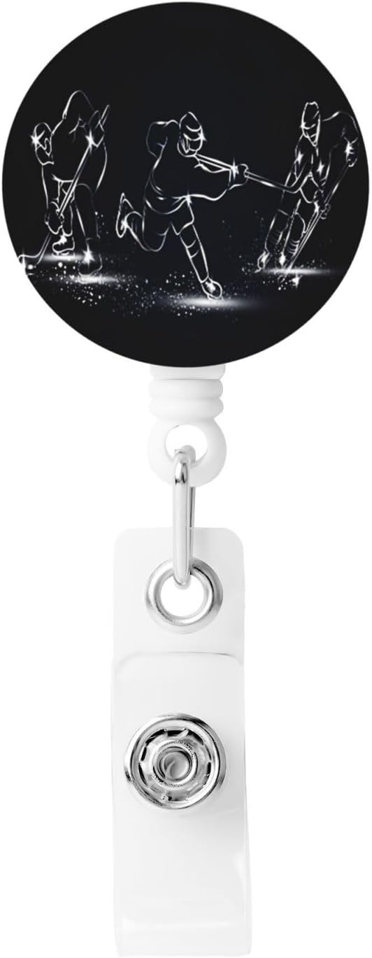 Ice Hockey Badge Reels Retractable Badge Holder with Clip for Id Name Tag Office Worker Student Teacher Nurse Doctor