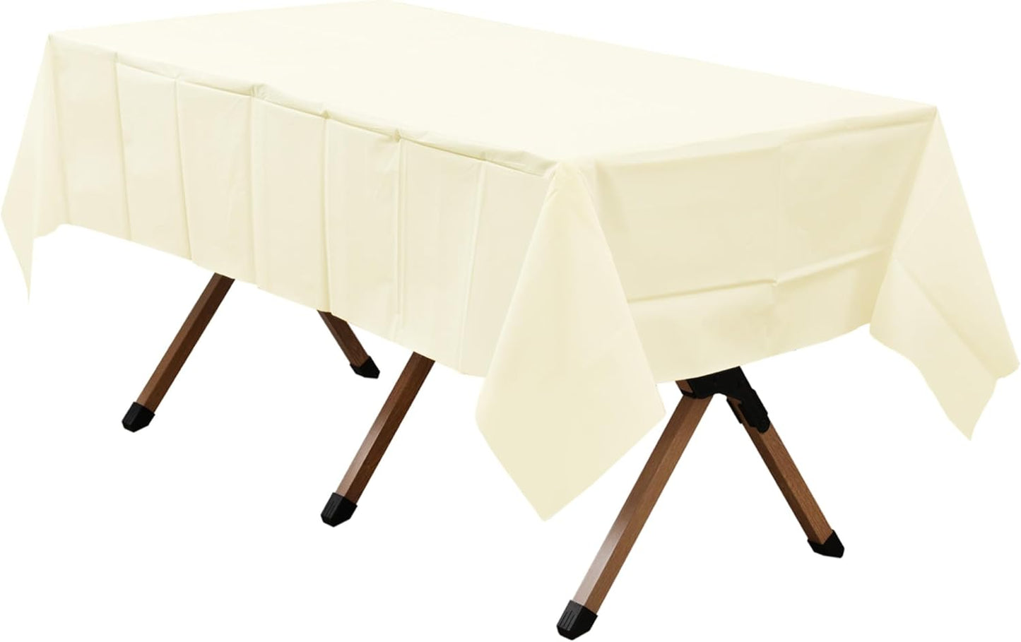 2 Pack Ivory Premium Plastic Tablecloth Rectangle 54 x 108 Inches Reusable Beige Creamy White Decorative Table Cover for Dining, Wedding, Party, Indoor and Outdoor use