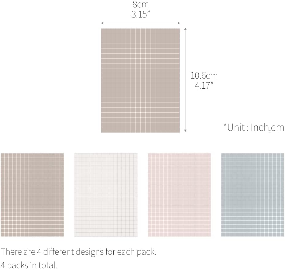 Monolike Memopad Smoothie Ver.2 design SET - 4 Packs, 4 Different Designs, 100 Sheets Per Pad, Total 400 Sheets, Note pads, Writing pads