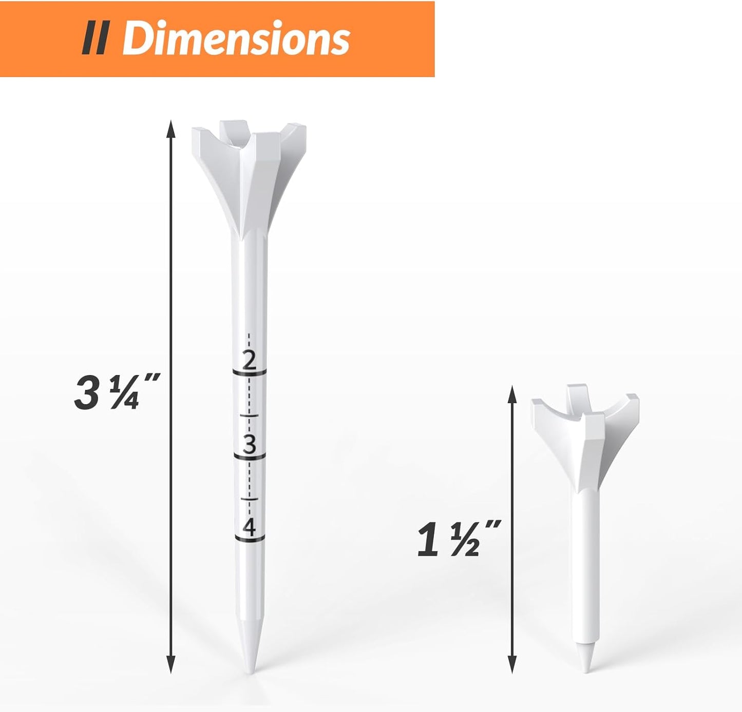Plastic Golf Tees, 150 Pack (130 Driver Tees + 20 Iron/Hybrid Tees), Low Friction & Resistance, 4-Prongs Head Design to Reduce Friction & Side Spin