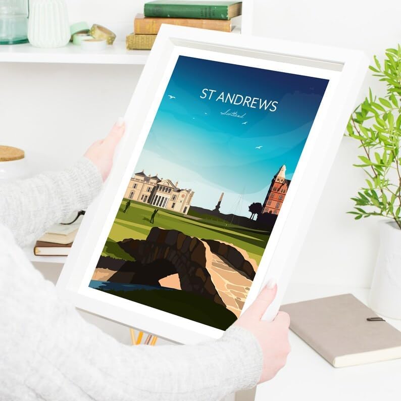 Nationcog Golf Print of St Andrews 18th Hole - Scotland, St Andrews Golf Poster, Vintage Golf Travel Poster, Scotland Golf Course Art, Golf Course Wall Art, St Andrews Print (Unframed) (12x18)