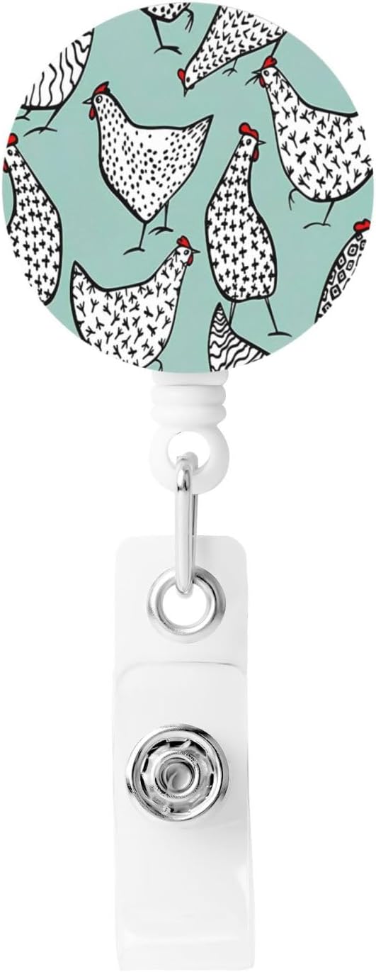 Chickens Badge Reels Retractable Badge Holder with Clip for Id Name Tag Office Worker Student Teacher Nurse Doctor