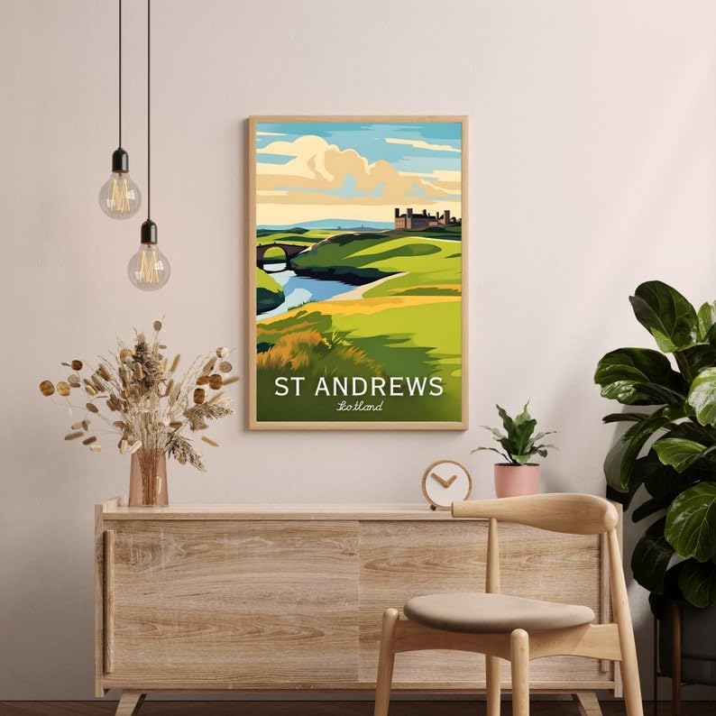 Nationcog St Andrews Golf Wall Art Poster, Scotland Heritage Course Print for Living Room or Study, Classic Golf Decor for Men, Golf Gift for Dad or Golf Enthusiasts (Unframed) (20x30)