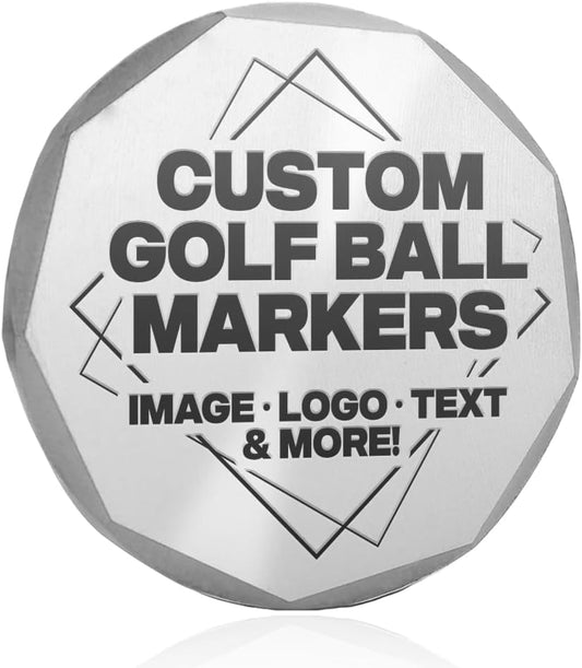 Genco Custom Laser Engraved Golf Ball Marker - Bevelled Milled Edge Golf Ball Markers - Fully Customizable with Custom Logos and Texts- Perfect Golf Accessories for Men