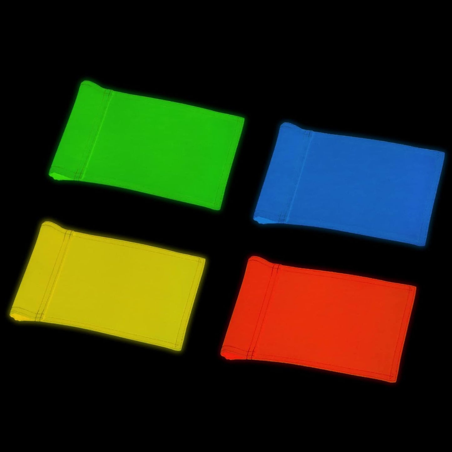 KINGTOP Glow-in-the-Dark Putting Green Flags - Double Sided, Novelty Backyard Light Target with Tube Insert, Mini Pin Flag Measure 8" x 6", 4-Pack