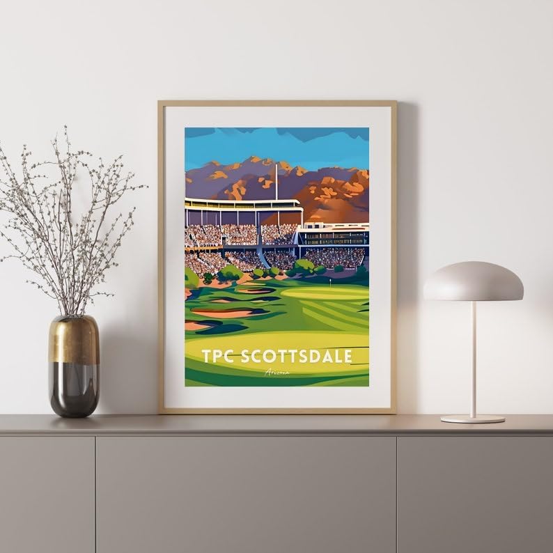 Nationcog TPC Scottsdale Golf Wall Art Poster, Arizona Desert Golf Course Print for Office or Bedroom, Vintage Sports Decor for Men, Unique Dad or Husband Gift Idea (Unframed) (24x36)