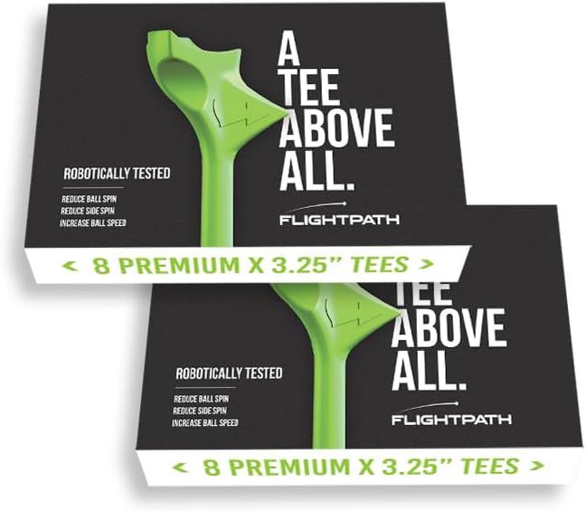 FLIGHTPATH Diamond Golf Tees – Patented Design to Reduce Spin for Long, Straight Drives – Low-Friction 3.25” Long Tees, Robotically Tested for Ball Spin – USGA Approved Performance