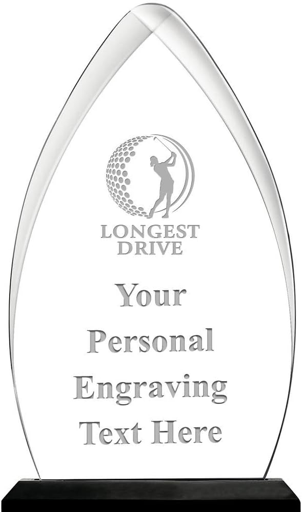 Golf Acrylic Award, 6.75" H Personalized Longest Drive Female Golf Award with Custom Engraving