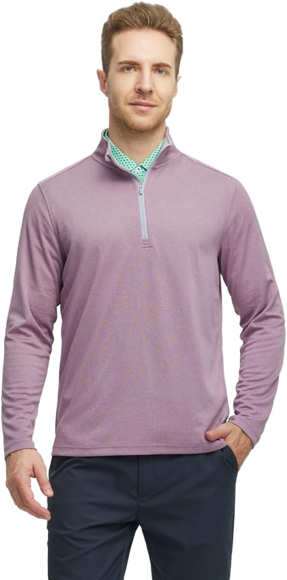 M MAELREG Quarter Zip Golf Pullover Men Dry Fit Long Sleeve Performance Wicking Mock Neck 1/4 Zip Pullover Mens Sweatshirt