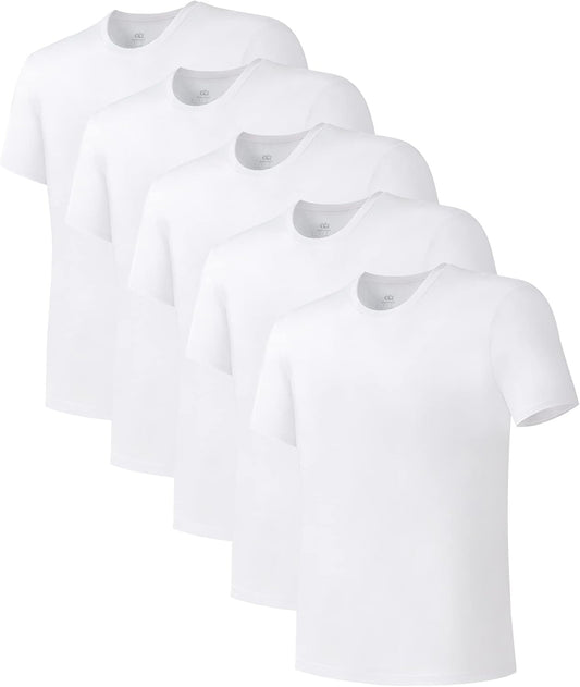 DAVID ARCHY Men's Undershirt Bamboo Rayon Moisture-Wicking Crewneck T-Shirts Stretch Tees for Men, 3 or 5 Pack