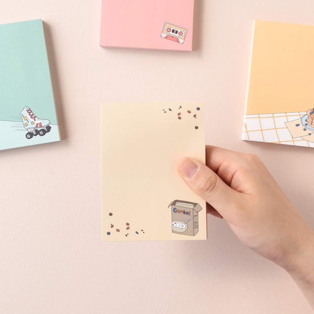 Monolike Memopad Memories design B SET - 4 Packs, 4 Different Designs, 100 Sheets Per Pad, Total 400 Sheets, Note pads, Writing pads, 3.15 x 4.17 Inches