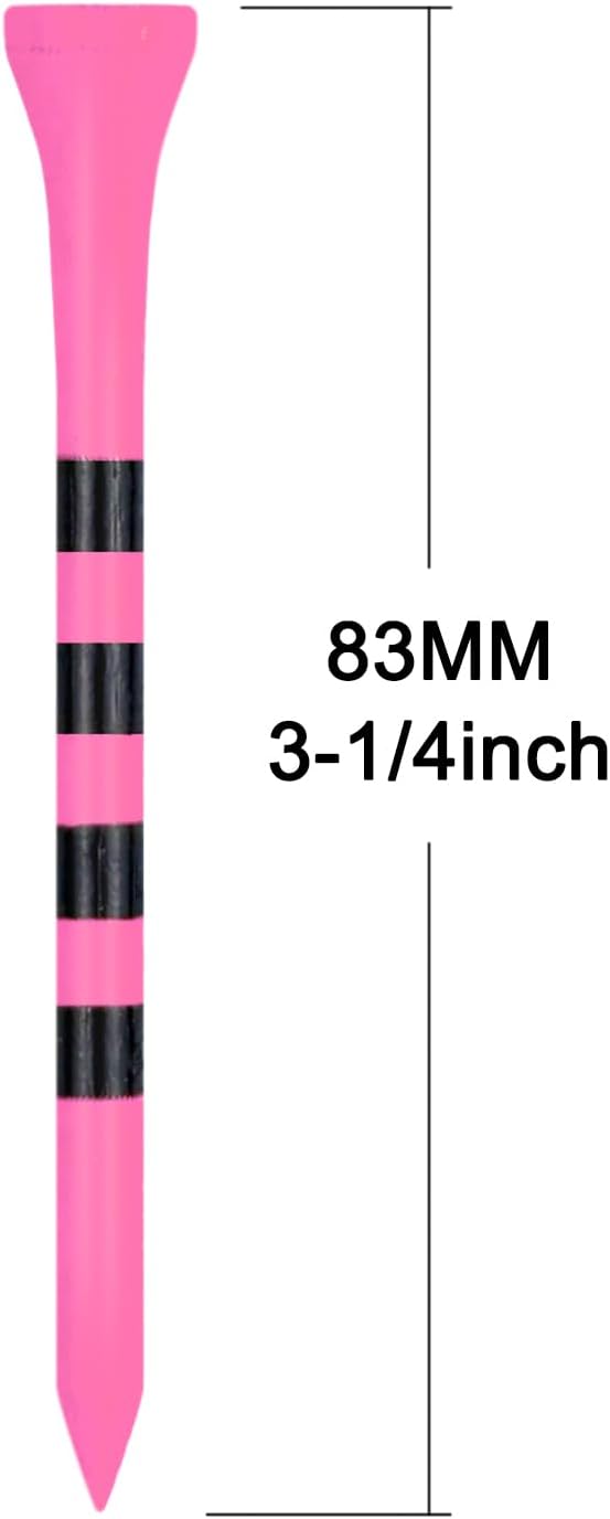 Wooden Golf Tees 3-1/4", 2-3/4", 2-1/8", 1-1/2" Available, 100 Count (Natural Color, White, Black, Blue, Red, Green, Yellow, Pink, Orange)
