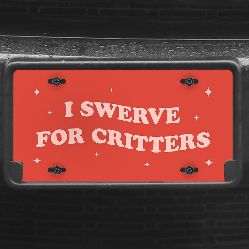 Unique Vanity License Plates | 16 Individual Designs | 3 Sizes (Automobile, Golf Cart, Motorcycle/Bike) | Made in U.S.A. | Custom Car Tags (I Brake for Critters, Motorcycle/Bike (6" x 3"))