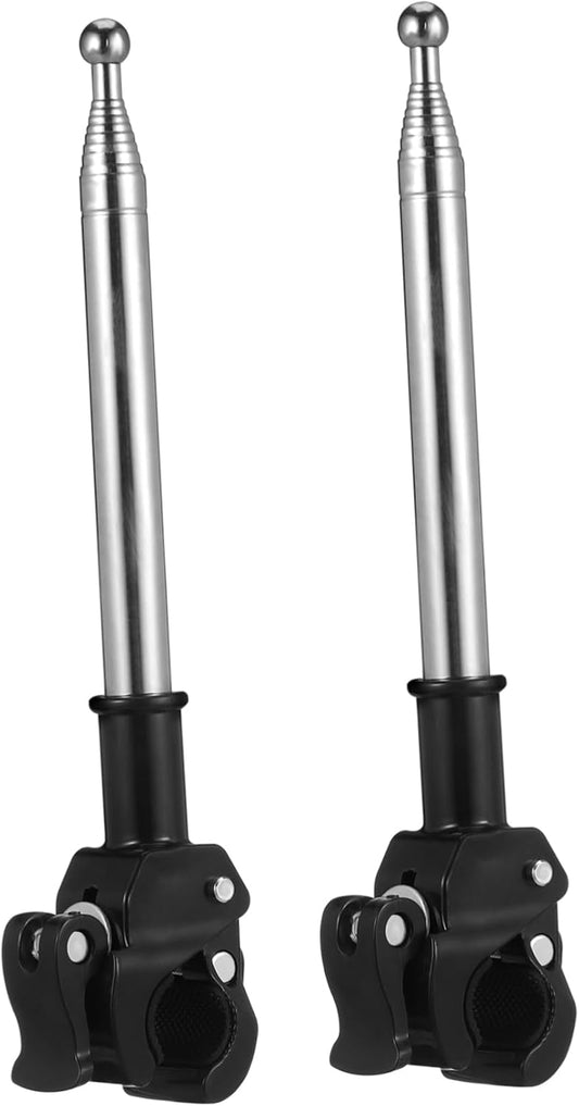 2Pcs Adjustable Stainless Steel Motorcycle Flagpole Pole, 51in Retractable Bike Flag Pole, Telescopic Motorcycle Bicycle Flag Mounts, Flagpole for Off-Road ATV Golf Cart Wheelchair