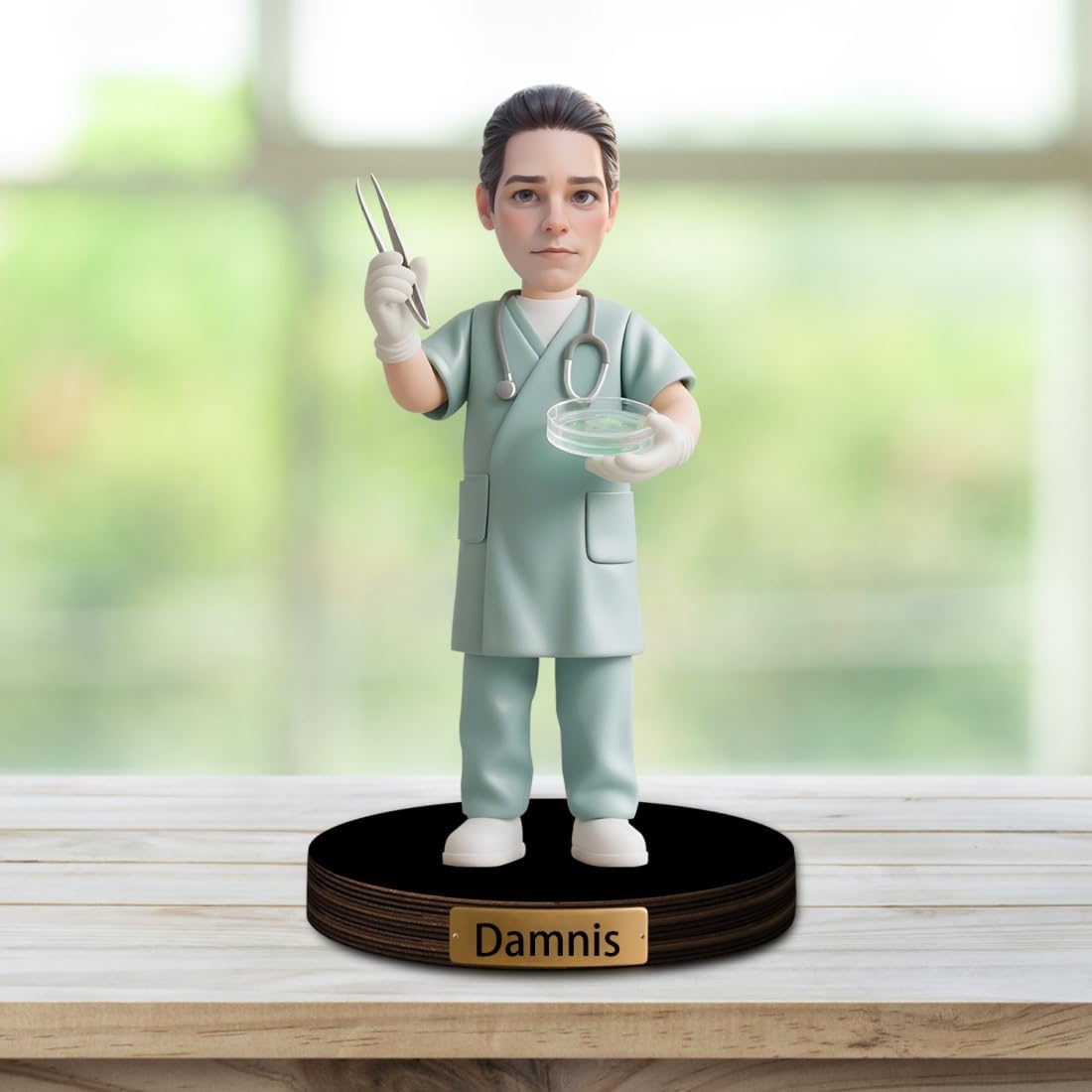 Personalized Cartoon Doctor Sculpture Ornament Sign Custom Men Doctor Office Decor Plaque Funny Doctors Portrait Desktop Figurine Name Desk Plaque Gift for Man Doctor Xmas Birthday,04