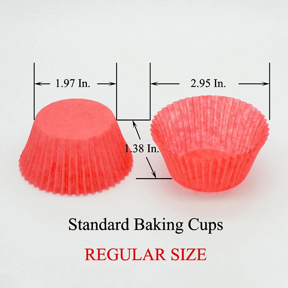 Red Cupcake Liners Greaseproof Paper Standard Baking Cups for Wedding Party and More, 150-Count