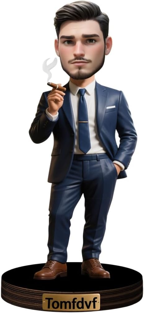 Personalized Boss Cartoon Sculpture Ornament with Photo Custom Name Cartoon Figurine Desk Decor Plaque Funny Portrait Desk Sign for Men Photo Keepsake Gifts for Christmas Birthday Fathers Day