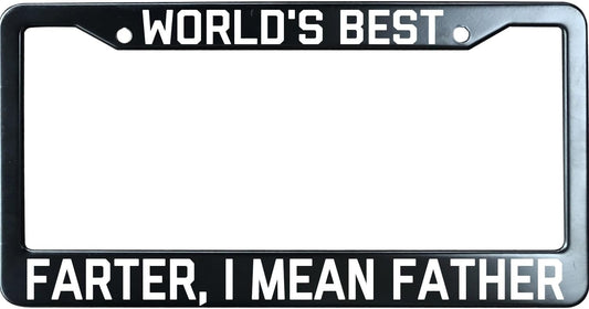 World's Best Farter I Mean Father Funny License Plate Frame for Men/Women, Stainless Steel Auto Car Plate Cover UV Printed, Personalized Humor Gift