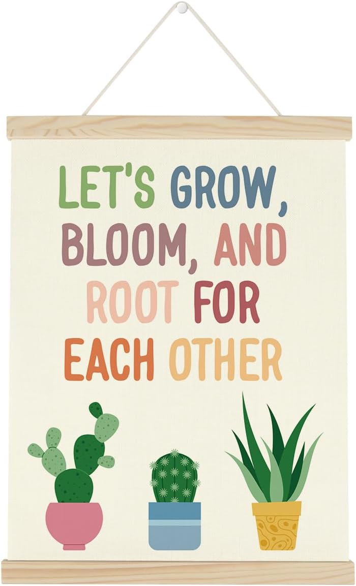 WINGTECA Let's Root For Each Other Sign Boho Decor Art Poster Hanger Frame Classroom Back to School Decorations Colorful Wall Hanging Banner Decor for Classroom Nursery Kids Room Preschool 12x16Inch