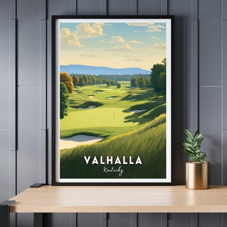 Nationcog Valhalla Golf Poster, Vintage Kentucky Travel Wall Art Print, Retro Golf Course Artwork, Classic Sports Decor Gift for Men or Office (Unframed) (20x30)