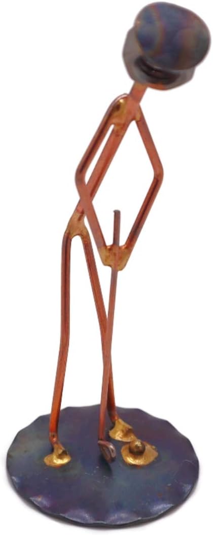 Golf Putt Man Collectible Handmade Metal Art Figurine, Desk Accessories, Trophy, Boss Gift, Office Décor, Business Professional, Golfing