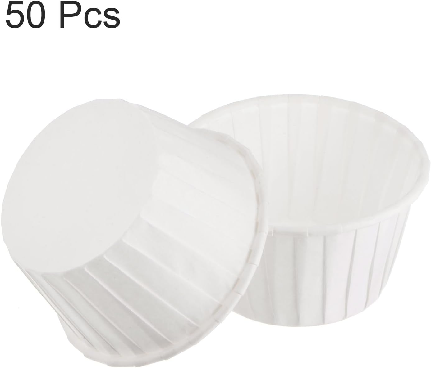 HARFINGTON 50Pcs Cupcake Baking Cups 3.5oz Standard Size Paper Cupcake Liners Greaseproof Wrappers Disposable for Wedding Birthdays Christmas Dessert, White