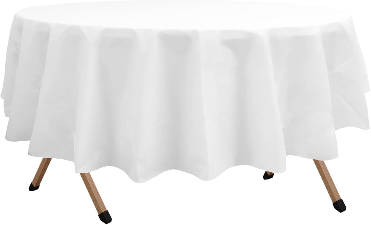 2 Pack White Premium Plastic Tablecloth Round 84 Inches Reusable Snowy White Decorative Table Cover for Dining, Wedding, Party, Indoor and Outdoor use