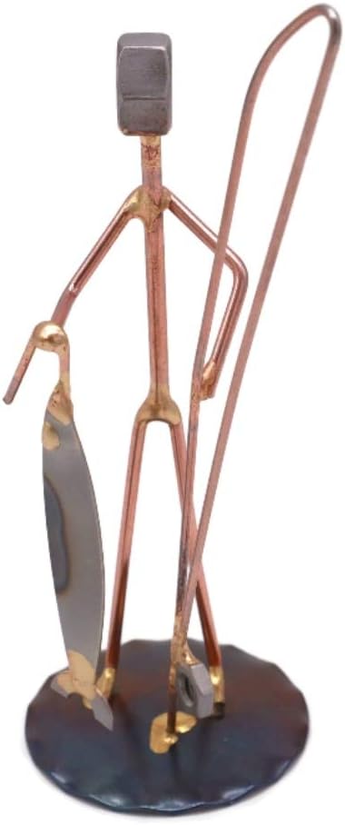 Fisherman with Fish Collectible Handmade Metal Art Figurine, Desk Accessories, Trophy, Boss Gift, Office Décor, Outdoor Sports, Fishing