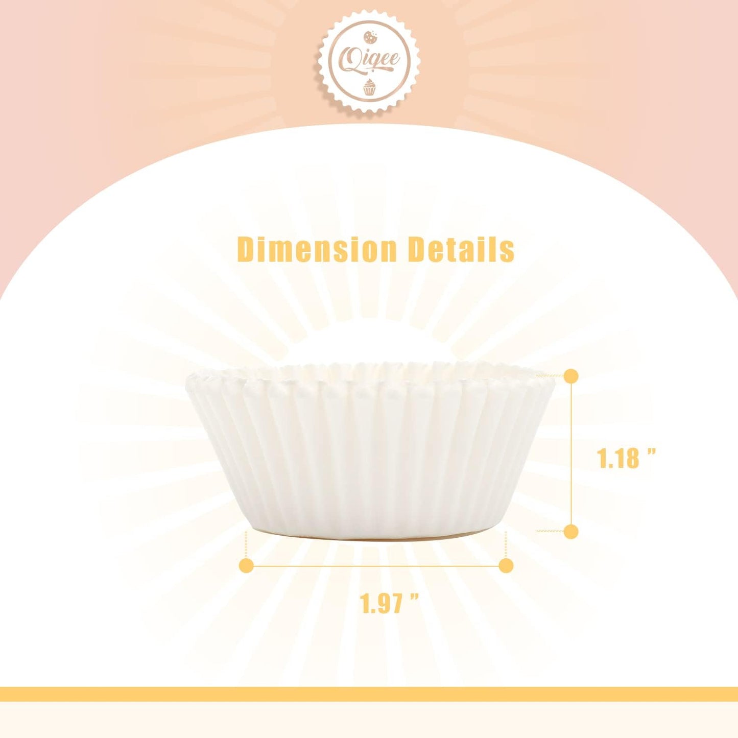 qiqee 1000pcs White Cupcake Liners Muffin Linner No Smell, Food Grade Baking Cups（Standard Size）
