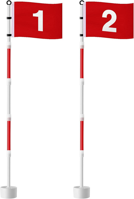 Golf Flagstick 6ft, Golf Pin Flag Hole Cup Set Putting Green Flags and Poles Numbered Golf Flags for Driving Range Backyard, Portable 5 Section Design for Golf Practice, Gift Idea