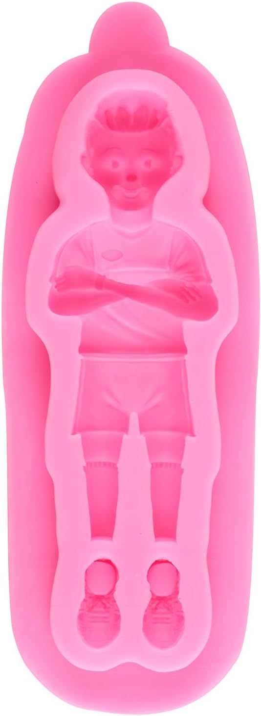ZiXiang Football Silicone Molds Football Player Fondant Mold Sports Shoes Mold For Baby Birthday Cake Decorating Cupcake Topper Gum Paste Candy Chocolate Polymer Clay Set Of 4