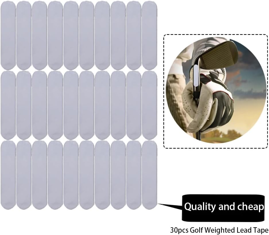 Golf Lead Tape Pickleball Lead Tape Adhesive Lead Sheet 30pcs 2.0×0.4in 3g,Golf Training Accessories|for Golf Iron Woods Putter or Tennis Racket Badminton Racket Weight Adjustment